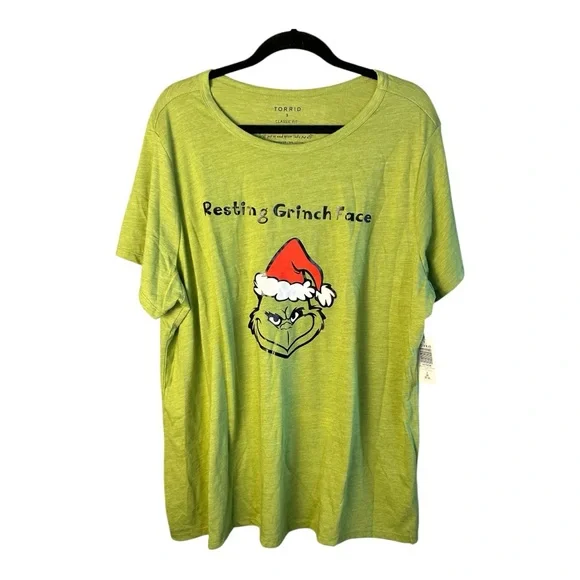 Torrid Resting Grinch Faces Lime Green Classic Fit T-Shirt - Picture 9 of 9
